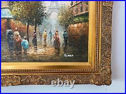 Large Original Impressionist Oil Painting Eternal Paris Ornate Gold Frame