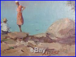 Large Original Oil Painting On Canvas/Board, Signed By Hirano