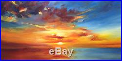 Large Original Oil Painting, Shimmer, Sunset 100x50cm on Canvas