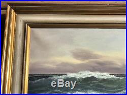 Large Original Oil on Canvas Painting Ocean Sea Framed Signed