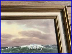 Large Original Oil on Canvas Painting Ocean Sea Framed Signed