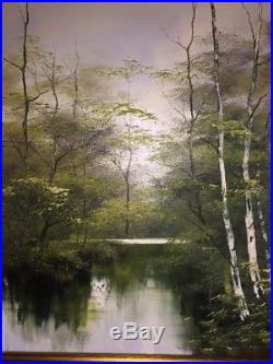 Large Terry Evans Oil Painting Original Wooded River Landscape Oil on Canvas