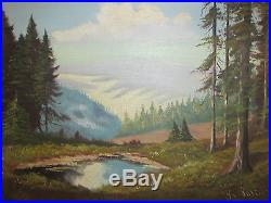 Large Vintage Original Oil Painting On Canvas'Forest', Signed By H. Bastin