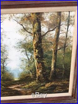 Large Vintage Original Signed Wollinger Landscape Oil Painting On Canvas