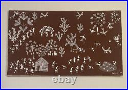 Large Warli Painting Maybe Bhimsen Kondya Koti Signed AS IS Maharashtra 44x25