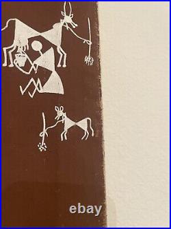 Large Warli Painting Maybe Bhimsen Kondya Koti Signed AS IS Maharashtra 44x25