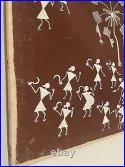 Large Warli Painting Maybe Bhimsen Kondya Koti Signed AS IS Maharashtra 44x25