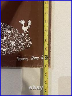 Large Warli Painting Maybe Bhimsen Kondya Koti Signed AS IS Maharashtra 44x25