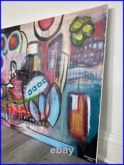 Large abstract acrylic painting on canvas original Mark Making Intuitive Art
