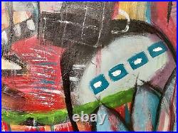Large abstract acrylic painting on canvas original Mark Making Intuitive Art