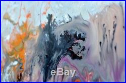 Large rectangular original abstract painting on canvas by UK artist Swarez