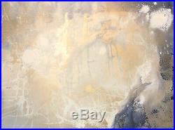 Large statement one-off original abstract painting! Navy & champagne canvas art