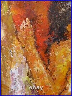 Late 20th Century Impressionist Figurative Nude Torso Behind Oil Painting Canvas