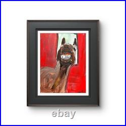 Laughing Horse Modern Abstract Face Expressionism Acrylic Art