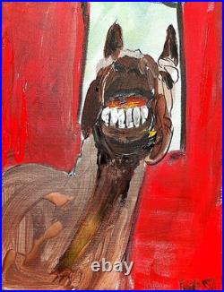 Laughing Horse Modern Abstract Face Expressionism Acrylic Art