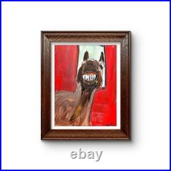 Laughing Horse Modern Abstract Face Expressionism Acrylic Art