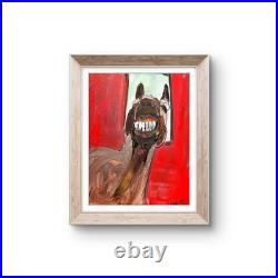 Laughing Horse Modern Abstract Face Expressionism Acrylic Art