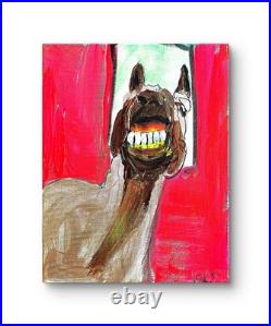 Laughing Horse Modern Abstract Face Expressionism Acrylic Art