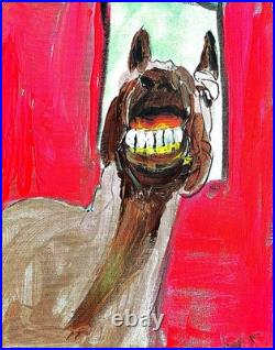 Laughing Horse Modern Abstract Face Expressionism Acrylic Art