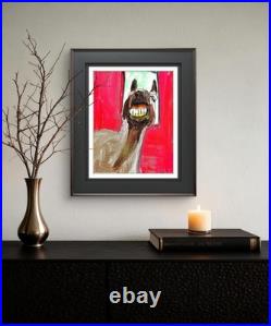 Laughing Horse Modern Abstract Face Expressionism Acrylic Art