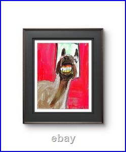 Laughing Horse Modern Abstract Face Expressionism Acrylic Art