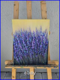 Lavender Flowers Original Oil Painting on Canvas Floral Art Wall Decor