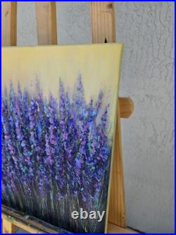 Lavender Flowers Original Oil Painting on Canvas Floral Art Wall Decor