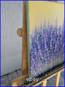 Lavender Flowers Original Oil Painting on Canvas Floral Art Wall Decor