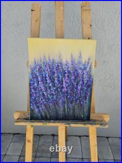 Lavender Flowers Original Oil Painting on Canvas Floral Art Wall Decor
