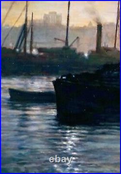 Lawrence Gipe Painting, oil on canvas, 30x40, London, Thames, urban landscape