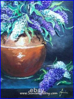 Lilac Original Painting on Canvas Panel Acrylic 16 x 20 Floral Art