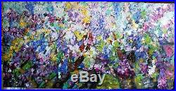 Lilacs in Bloom Original Oil Painting Impasto Flowers Art on Large Canvas