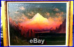 Listed Artist J. E. Stuart Original Oil on Canvas Painting 1917 RARE SUNSET GLOW
