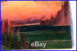 Listed Artist J. E. Stuart Original Oil on Canvas Painting 1917 RARE SUNSET GLOW