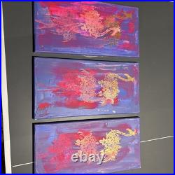 Lot of 3 Alisa Sizykh Hand Painted Flamingo Paintings 1/1 Original Art On Canvas