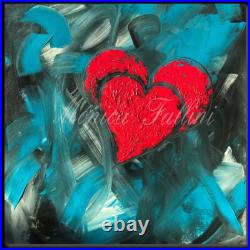 Love Hearts Valentines Day abstract painting 22 x 22 inch by artist Fallini