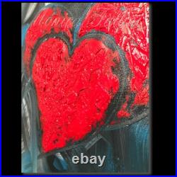 Love Hearts Valentines Day abstract painting 22 x 22 inch by artist Fallini