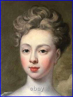 Lovely Portrait of a Girl c. 1700s 18th Century Original Oil Painting