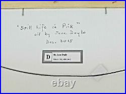 M. Jane Doyle Signed Original Art Oil/canvas Painting Still Life In Pink Framed