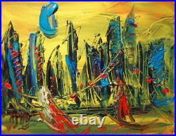 M. KAZAV BLUE CITY IMPRESSIONIST IMPASTO ARTIST Original Oil Painting NHHGNR