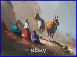 M M Manuel Munoz Merida Original Oil on canvass Horses in a Valley Signed