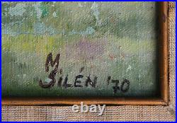M Silén Vintage Venezuela Oil On Canvas Painting El Milagro Signed Framed