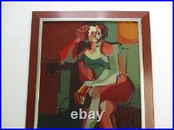 MID Century Modernism Painting Female Woman Abstract Nude Model Cubist Cubism