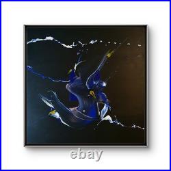 MIDNIGHT FLUID ART 24x24 ABSTRACT EXPRESSIONIST ORIGINAL PAINTING CANVAS NEW