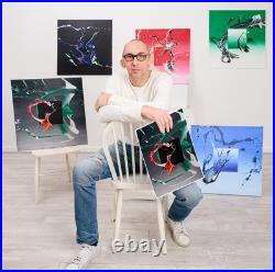 MIDNIGHT FLUID ART 24x24 ABSTRACT EXPRESSIONIST ORIGINAL PAINTING CANVAS NEW