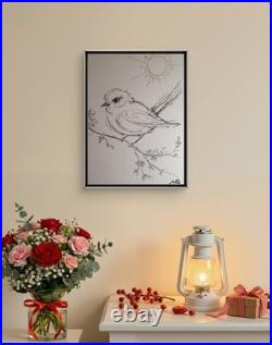 MINIMALIST BIRD 12x16 MODERN EXPRESSIONIST ORIGINAL ABSTRACT CANVAS NEW SKETCH