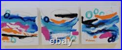 MONA VIVAR 8x24 Abstract Expressionism Painting Contemporary Home Trio