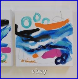 MONA VIVAR 8x24 Abstract Expressionism Painting Contemporary Home Trio