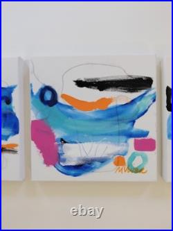 MONA VIVAR 8x24 Abstract Expressionism Painting Contemporary Home Trio