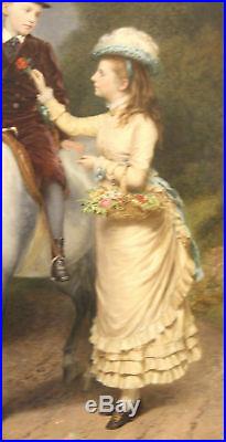 Magnificent 1877 Oil On Canvas Painting By R. Ansdell & S. Sidley Listed Artist